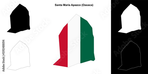 Santa Maria Apazco municipality (Oaxaca) outline map set