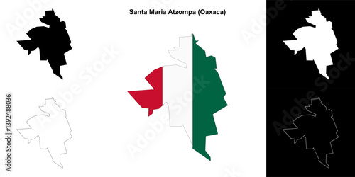 Santa Maria Atzompa municipality (Oaxaca) outline map set