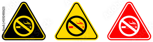 set Attention no smoking Symbols prohibition and warning signs design template vector illustration