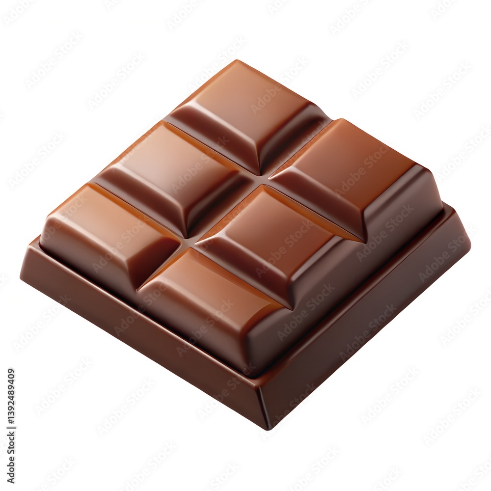 Obraz premium Plastic 3D Dark Chocolate Bar, Glossy Surface, Square Segments, Rich Brown Color, Indulgent Treat