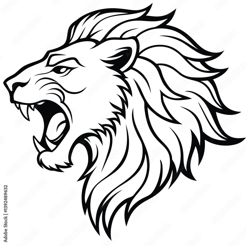 Lion Head Line Art Vector Illustration Lion Head Line Art Vector Illustration