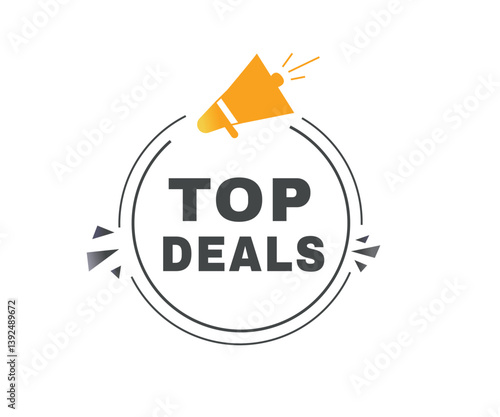 Top deals banner label icon speech bubble modern graphic element. Vector sign.
