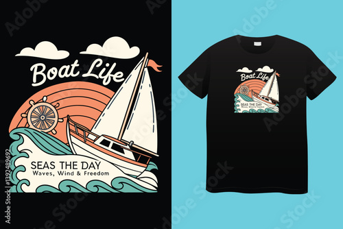 Vector illustration of a shark with anchor in vintage style