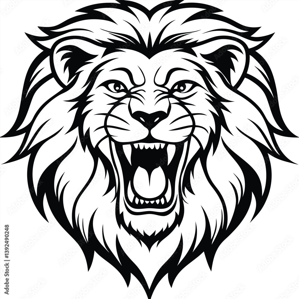 Fototapeta premium Lion Head Line Art Vector Illustration