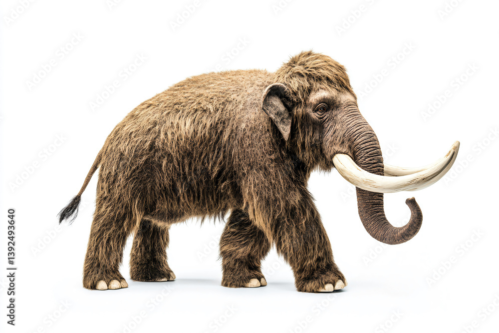 Obraz premium a wooly mammoth walking on a white surface