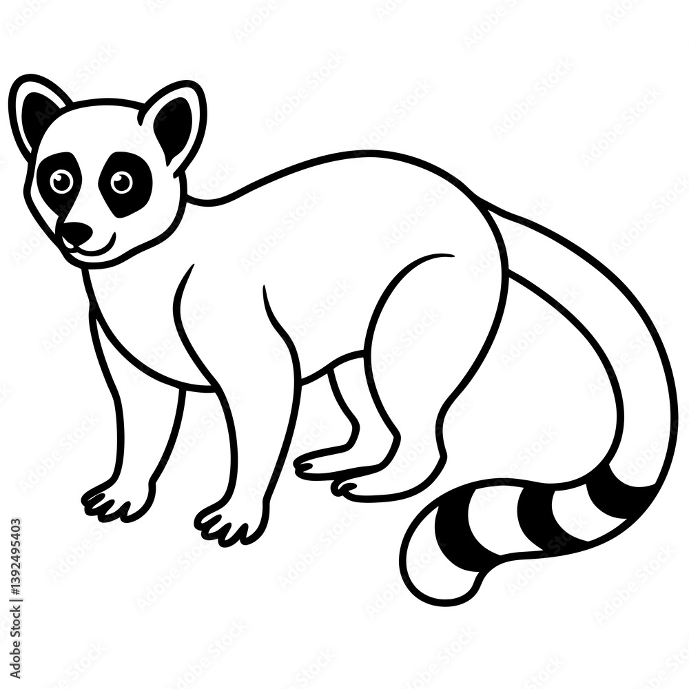 Fototapeta premium Elegant Lemur in Single Line Vector Design