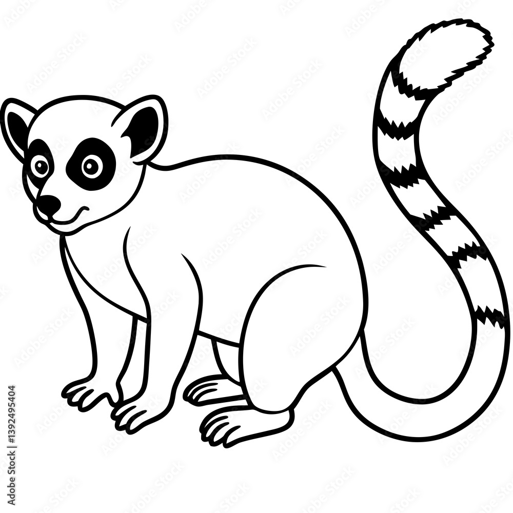 Fototapeta premium Elegant Lemur in Single Line Vector Design