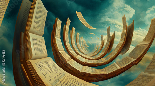 Flying Books in a Cloudy Sky