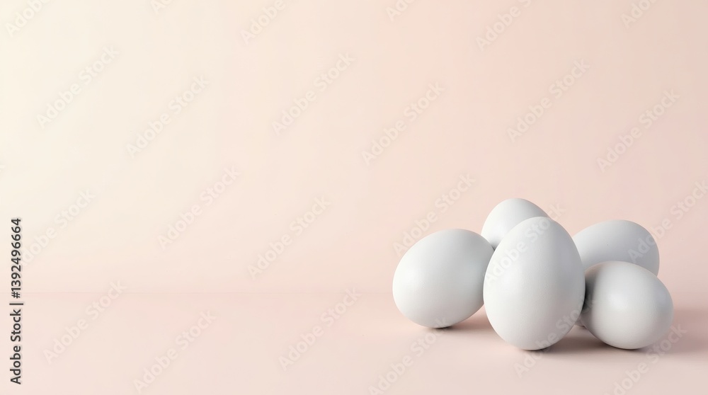 Fototapeta premium White Eggs on Pastel Colored Background