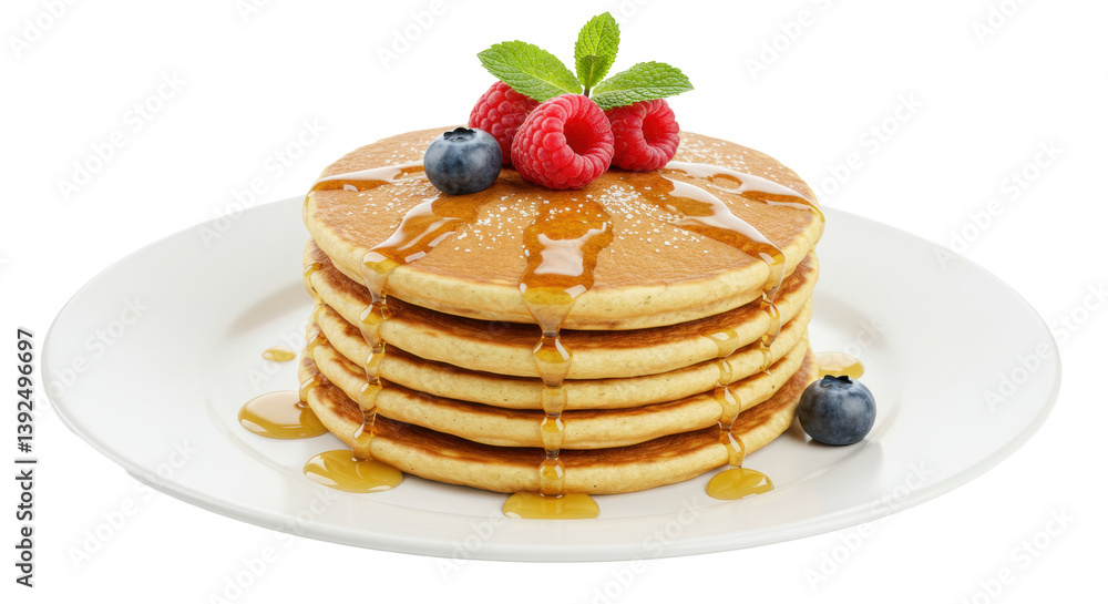 Isolated Stack of Pancakes with Berries Isolated Stack of Pancakes with Berries