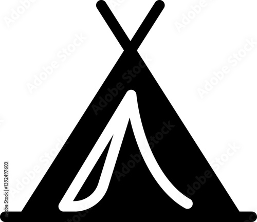 Tent icon for camping and outdoor adventure. Silhouette icon.