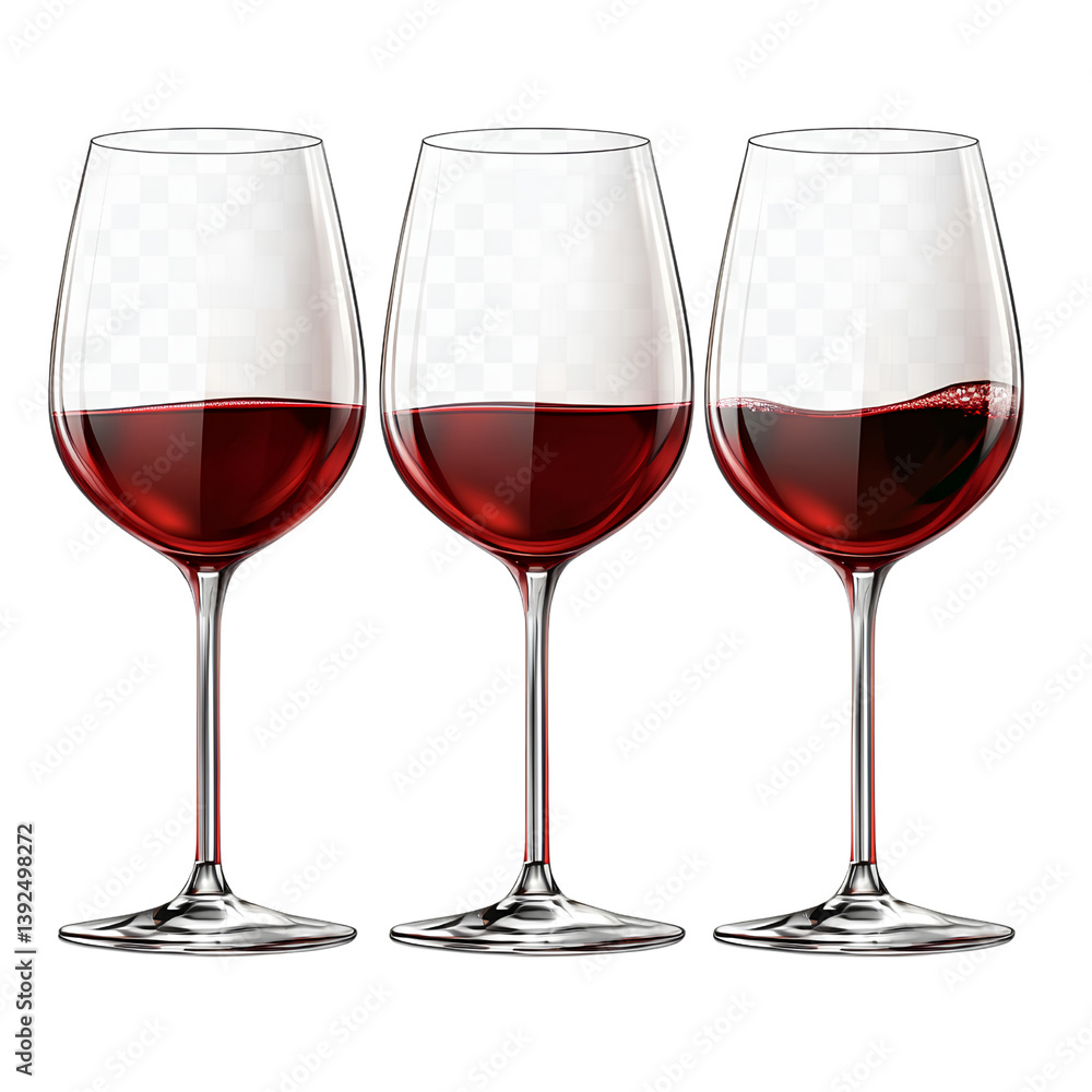 Red wine glasses isolated on a transparent background Red wine glasses isolated on a transparent background