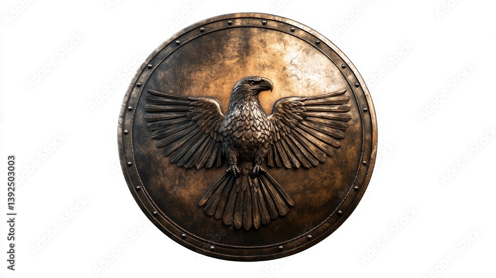 A stunning representation of a heraldic shield featuring a majestic eagle. The intricate detailing showcases artistry and history beautifully. Perfect for thematic designs. Generative AI
