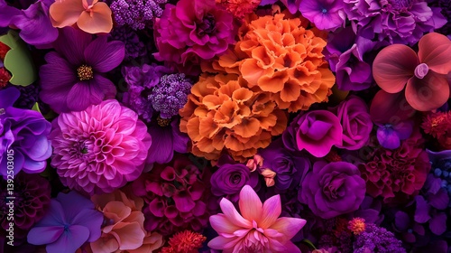 Wallpaper Mural ピンクと紫の花を密集させた花の集合写真 Torontodigital.ca
