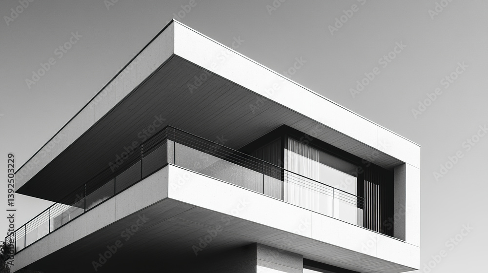 Modern two story house with bold architectural lines Modern two story house with bold architectural lines