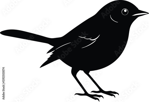 Willow Warbler bird silhouette black color vector illustration