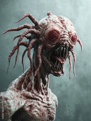 Nightmarish Creature: A Horrifying Virus-Inspired Monster, grotesque, horrific, monster, alien, nightmare