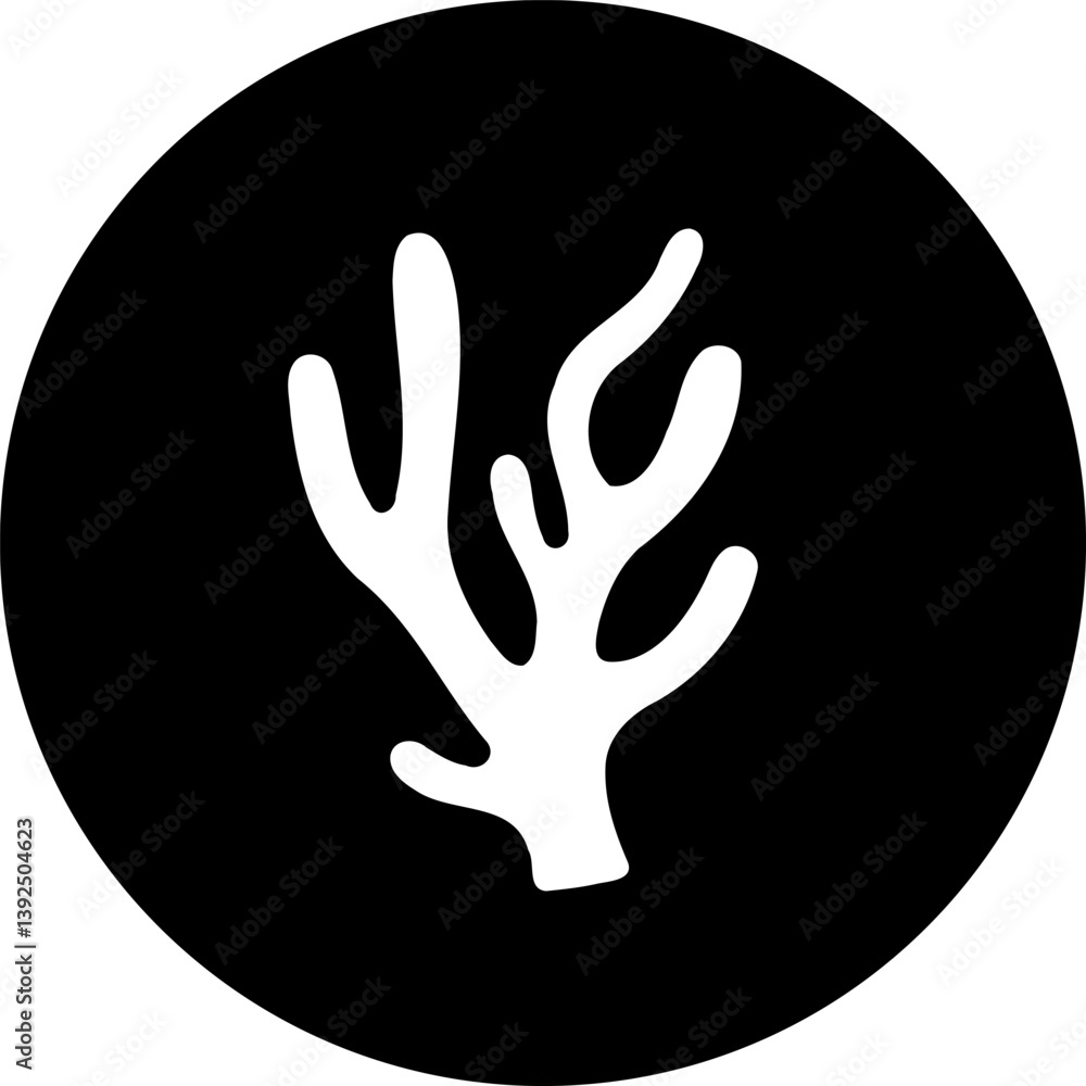 Obraz premium Stylized sea coral representation, minimalist marine life in monochromatic design
