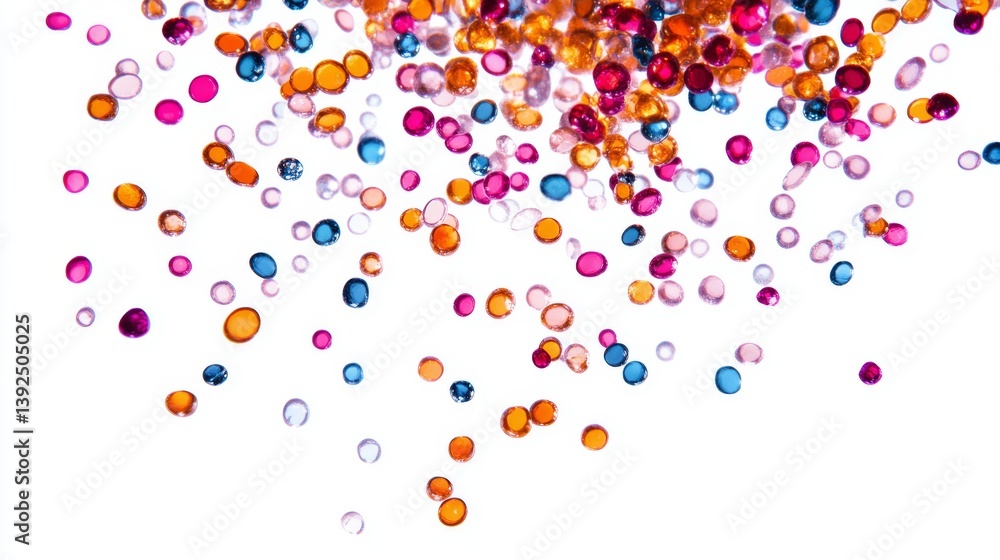 Colorful abstract beads scatter in playful harmony. Perfect for design projects, backgrounds, or artistic inspiration. Evoke joy and creativity with vibrant visuals. Generative AI