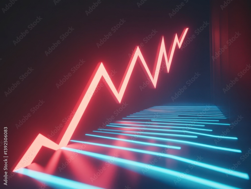 Naklejka premium Abstract Neon Line Chart Representing Data Trend and Growth
