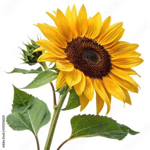 vibrant sunflower with bright yellow petals and dark center, showcasing its natural beauty