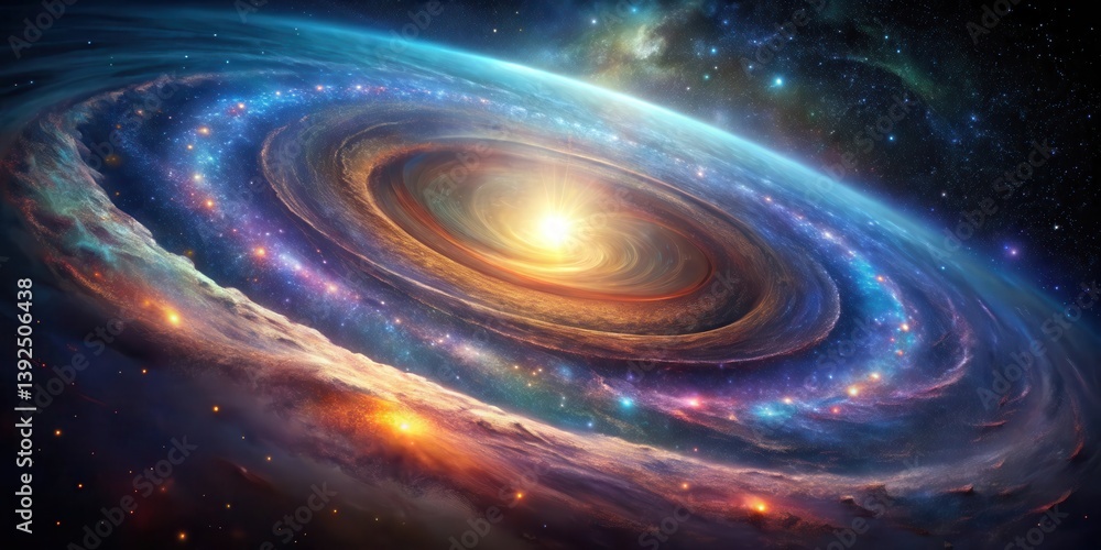 Obraz premium Intricate Celestial Vortex with Radiating Lines and Swirling Colors, space