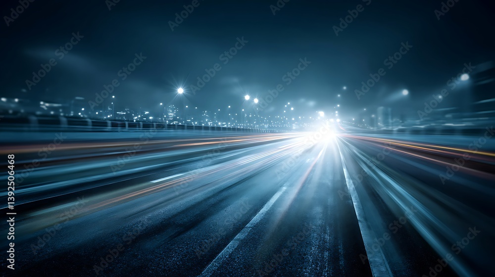 夜の高速道路と車のライトの軌跡 夜の高速道路と車のライトの軌跡