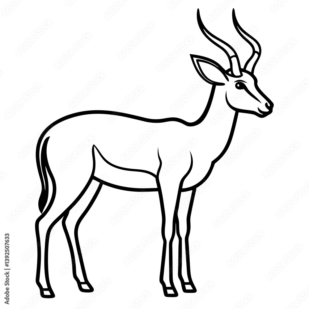 Obraz premium One-Line Antelope Vector Illustration