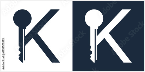 Initial K Key Logo. letter K with key logos. vector illustration