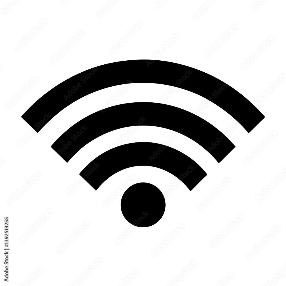 Simple Black Wireless Network Icon With Three Arcs And Circle For Connection Simple Black Wireless Network Icon With Three Arcs And Circle For Connection