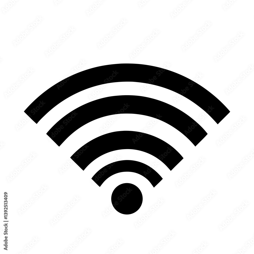 Black And White Wifi Signal Graphic Isolated On A White Background Black And White Wifi Signal Graphic Isolated On A White Background