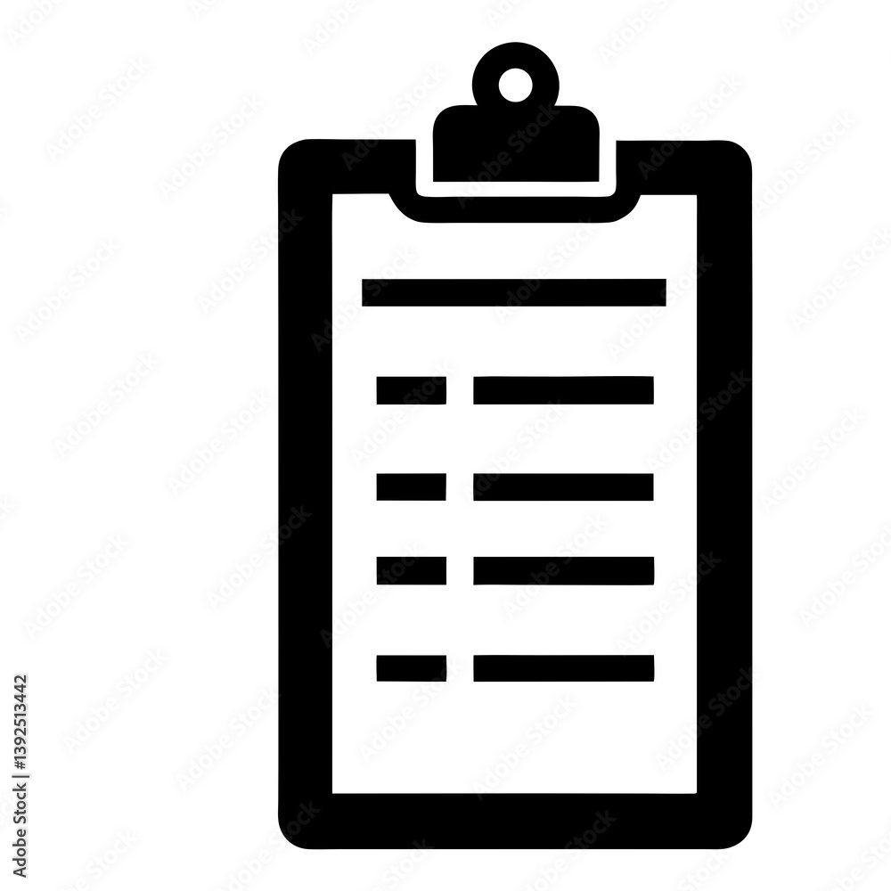 Minimalist Clipboard Icon With Checklist Tasks And Black Silhouette For Vector Graphics Minimalist Clipboard Icon With Checklist Tasks And Black Silhouette For Vector Graphics