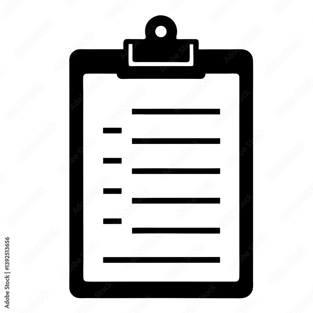 Black And White Clipboard Icon For Checklist And Task Management Document Black And White Clipboard Icon For Checklist And Task Management Document
