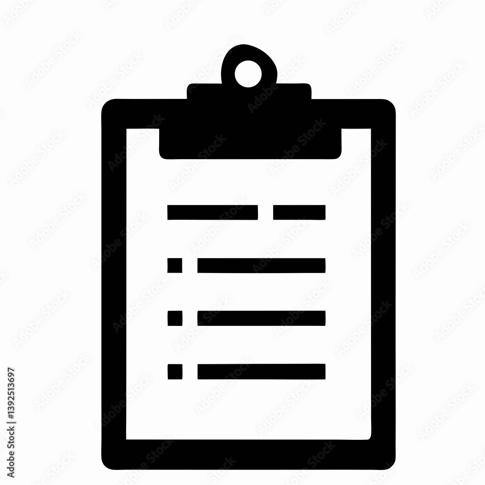 Black And White Clipboard With Checklist Items And Rounded Corners Vector Black And White Clipboard With Checklist Items And Rounded Corners Vector