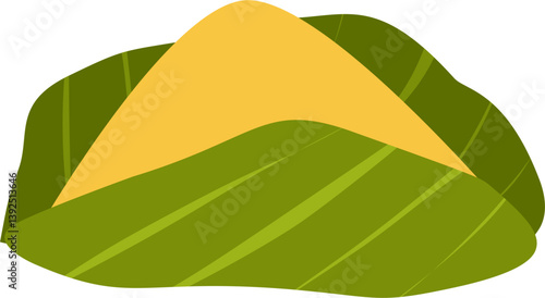Pastel Yellow Filling Wrapped in Green Leaf Parcel