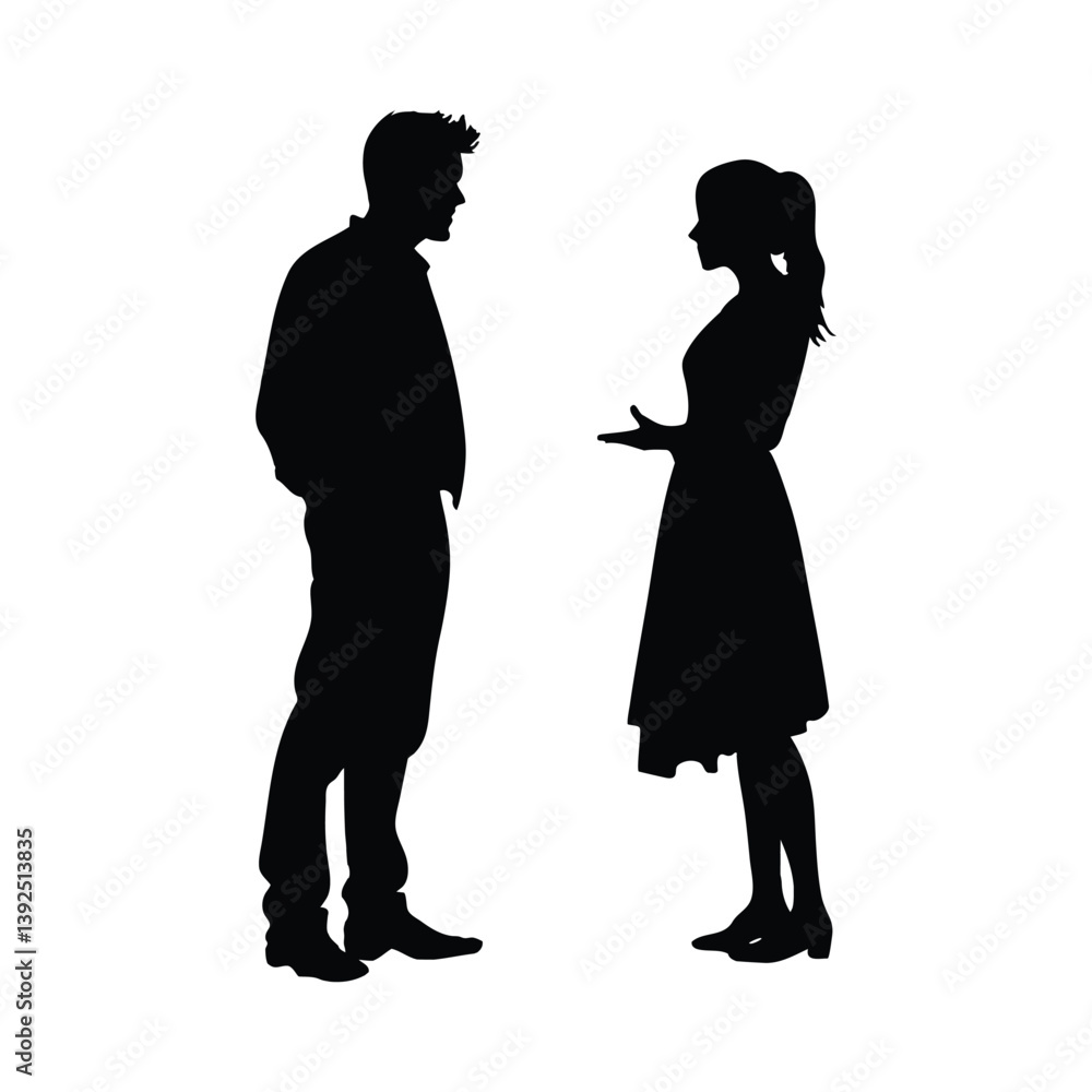 Angry husband and wife couple quarrel black silhouette Angry husband and wife couple quarrel black silhouette