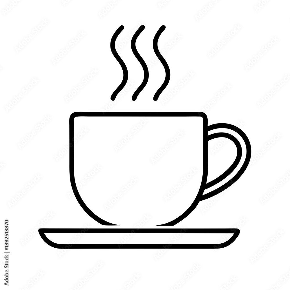 Hot Coffee Cup Icon Simple Minimalist Line Art Illustration Isolated Hot Coffee Cup Icon Simple Minimalist Line Art Illustration Isolated
