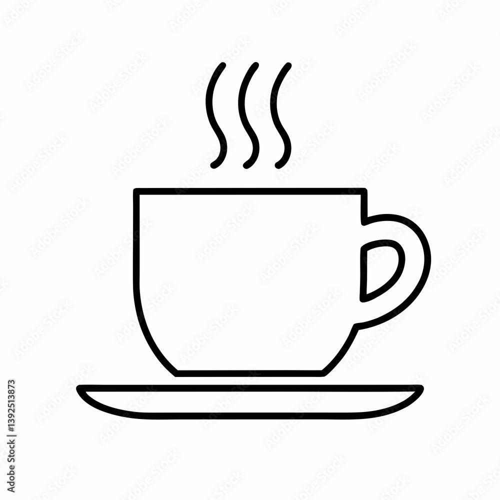 Coffee Cup And Saucer Icon Minimalist Line Art Steaming Beverage Illustration Coffee Cup And Saucer Icon Minimalist Line Art Steaming Beverage Illustration