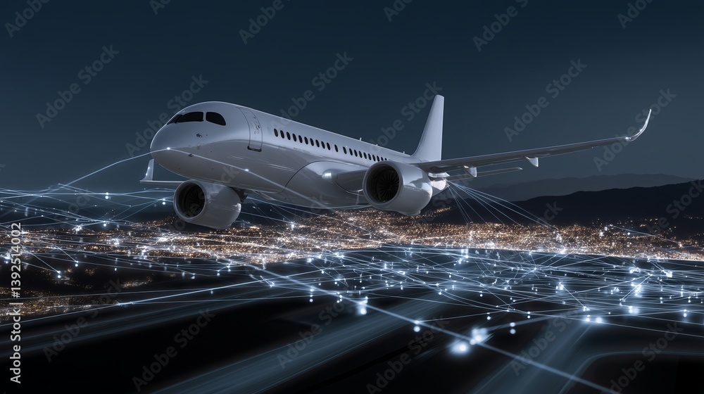 Fototapeta premium Stock Photo of Concept for Futuristic Airplane Technology