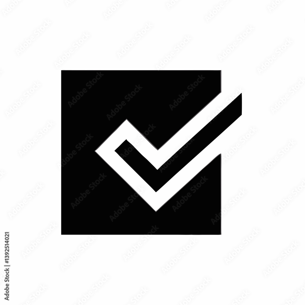 Modern Check Mark Symbol In Black Square Vector Approval Icon Modern Check Mark Symbol In Black Square Vector Approval Icon