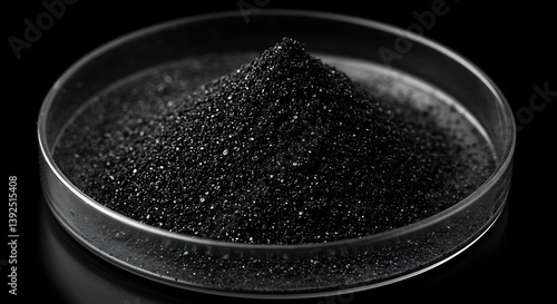 Petri dish containing graphene powder, which is light, electrically conductive, rigid, and waterproof.
