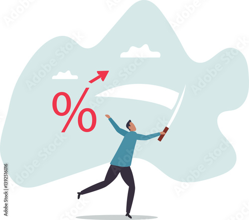 Cut or reduce inflation by monetary policy, FED, federal reserve or central bank increase interest rate to control inflation to acceptable level .character for design.