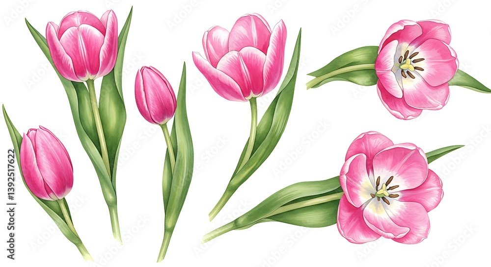 custom made wallpaper toronto digitalPink Tulip Sketches AI Generated