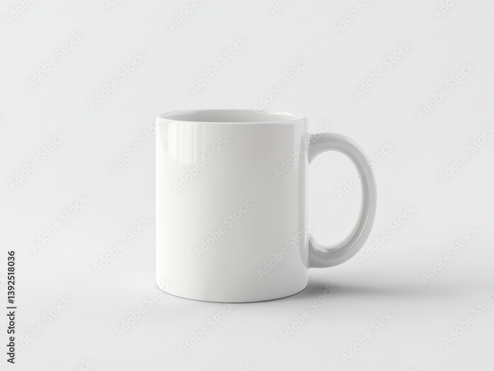 Fototapeta premium White Ceramic Coffee Mug with Smooth Surface on Minimal Background