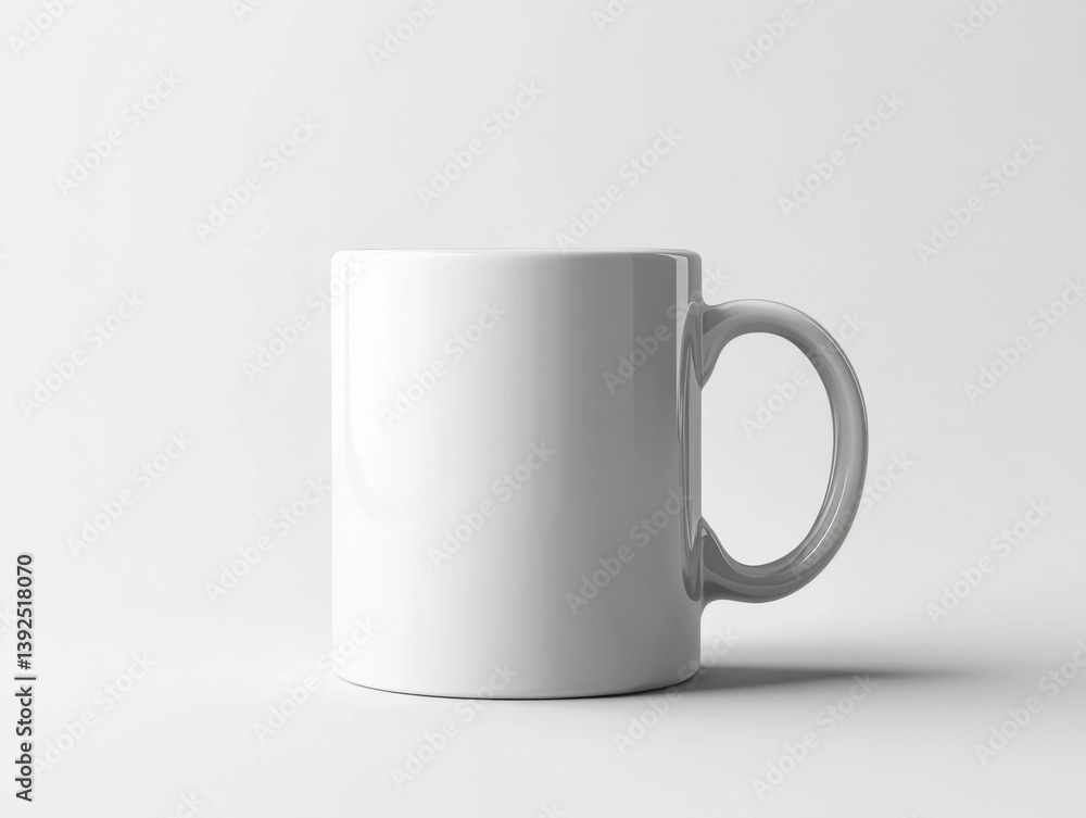 Fototapeta premium Blank White Coffee Mug on Neutral Background for Custom Design
