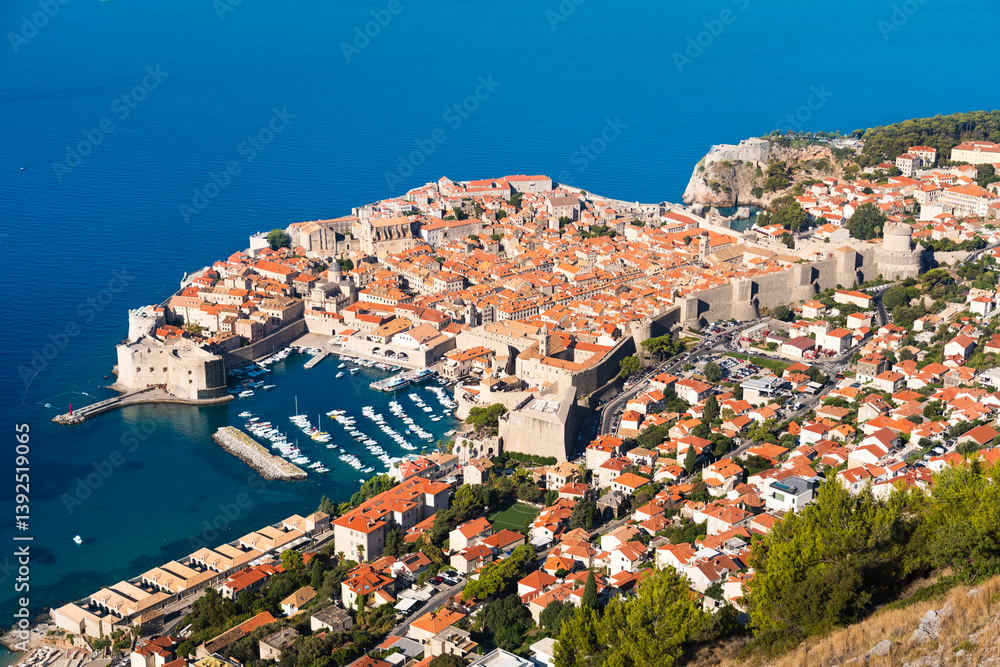 Naklejka premium Old City of Dubrovnik near Adriatic Sea, Unesco World Heritage, Castle View, Croatia