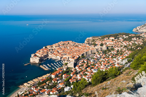 Fototapeta Naklejka Na Ścianę i Meble -  Old City of Dubrovnik near Adriatic Sea, Unesco World Heritage, Castle View, Croatia