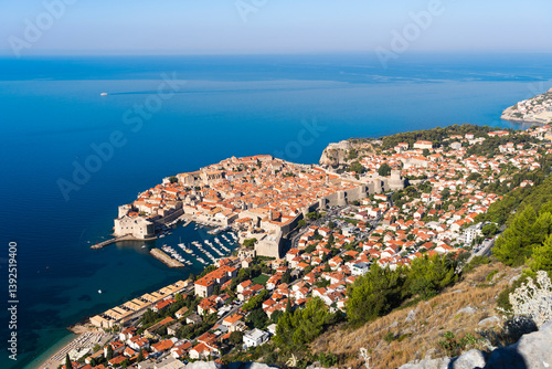 Fototapeta Naklejka Na Ścianę i Meble -  Old City of Dubrovnik near Adriatic Sea, Unesco World Heritage, Castle View, Croatia
