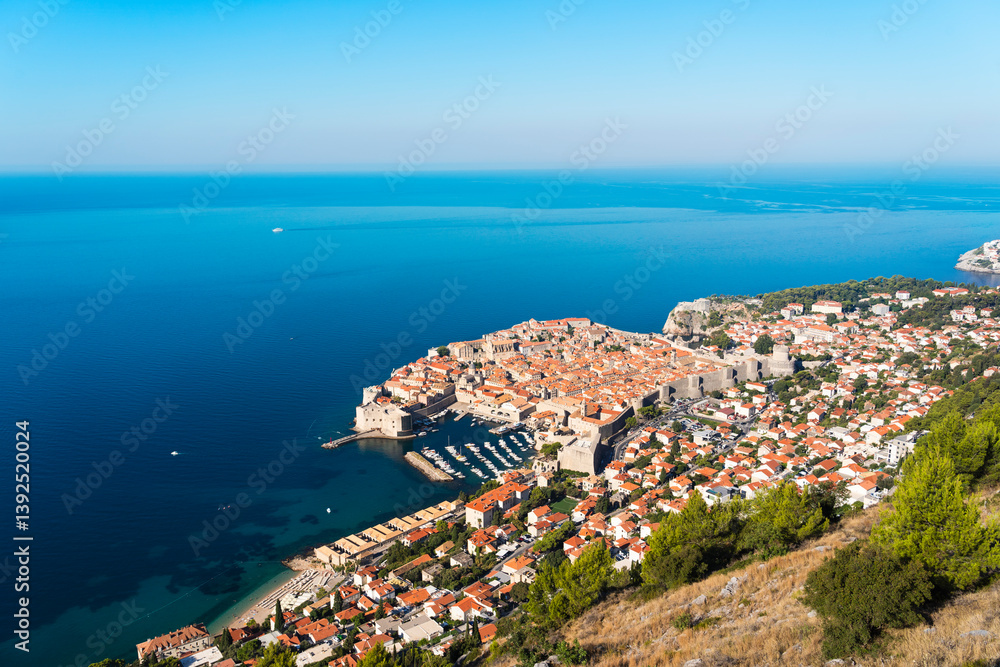 Fototapeta premium Old City of Dubrovnik near Adriatic Sea, Unesco World Heritage, Castle View, Croatia