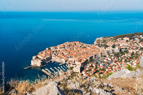 Fototapeta Naklejka Na Ścianę i Meble -  Old City of Dubrovnik near Adriatic Sea, Unesco World Heritage, Castle View, Croatia